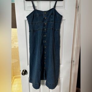 Women's Denim Corset Midi A-Line Dress - Universal Thread Indigo size L